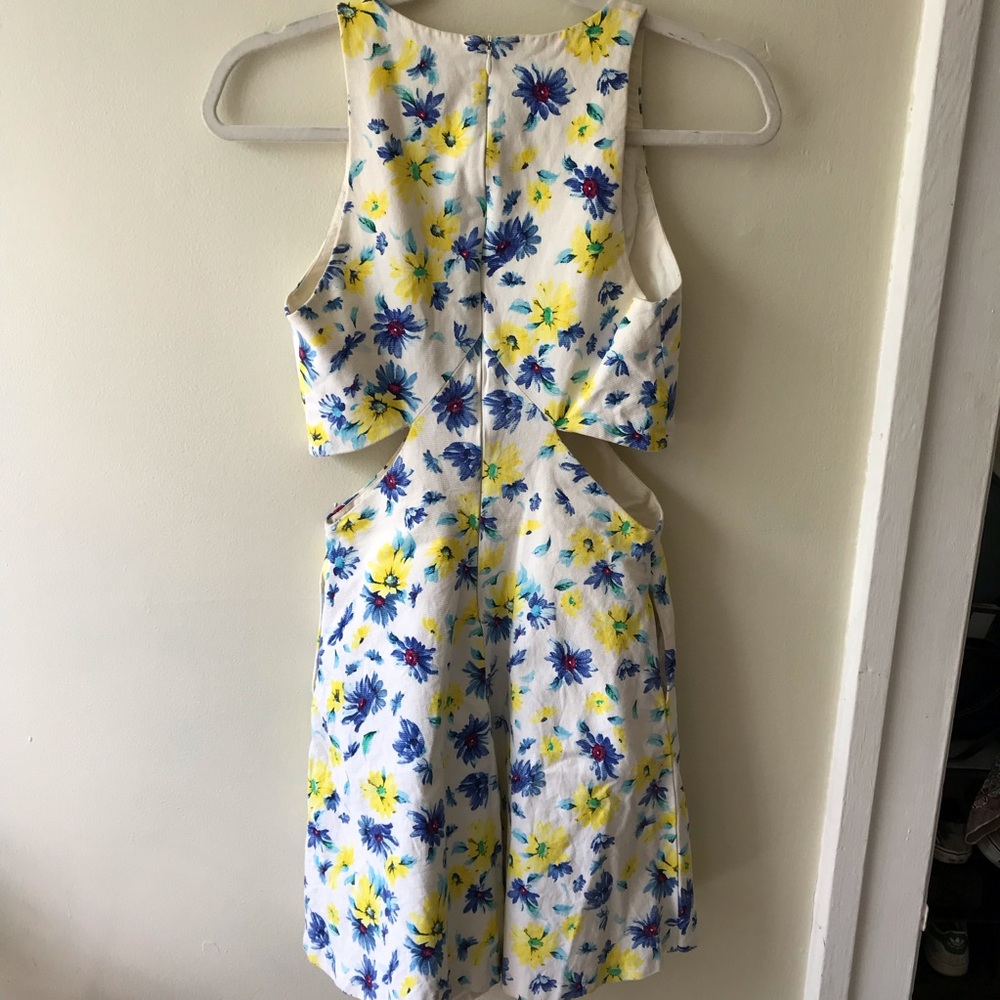 ZARA TRAFALUC White Blue Yellow Floral Cutout Dress S - Picture 10 of 15